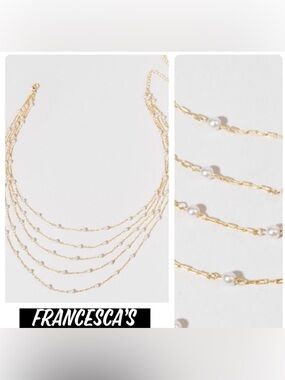 New Francesca’s Pauline Five Row Pearl Necklace